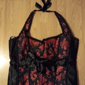 Black and Red Corset with Beautiful Red Design